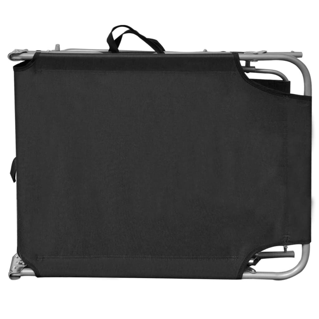 vidaXL Folding Sun Lounger with Canopy Black Aluminium