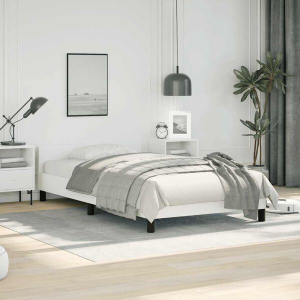 vidaXL Bed Frame without Mattress White Twin Faux Leather