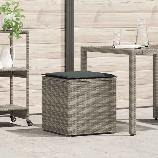 vidaXL Cushion Box with Storage Grey 50 x 50 x 50 cm Poly Rattan