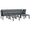vidaXL 6 Piece Garden Lounge Set Black and Grey Poly Rattan