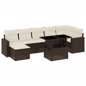 vidaXL 8 Piece Garden Sofa Set with Cushions Brown Poly Rattan