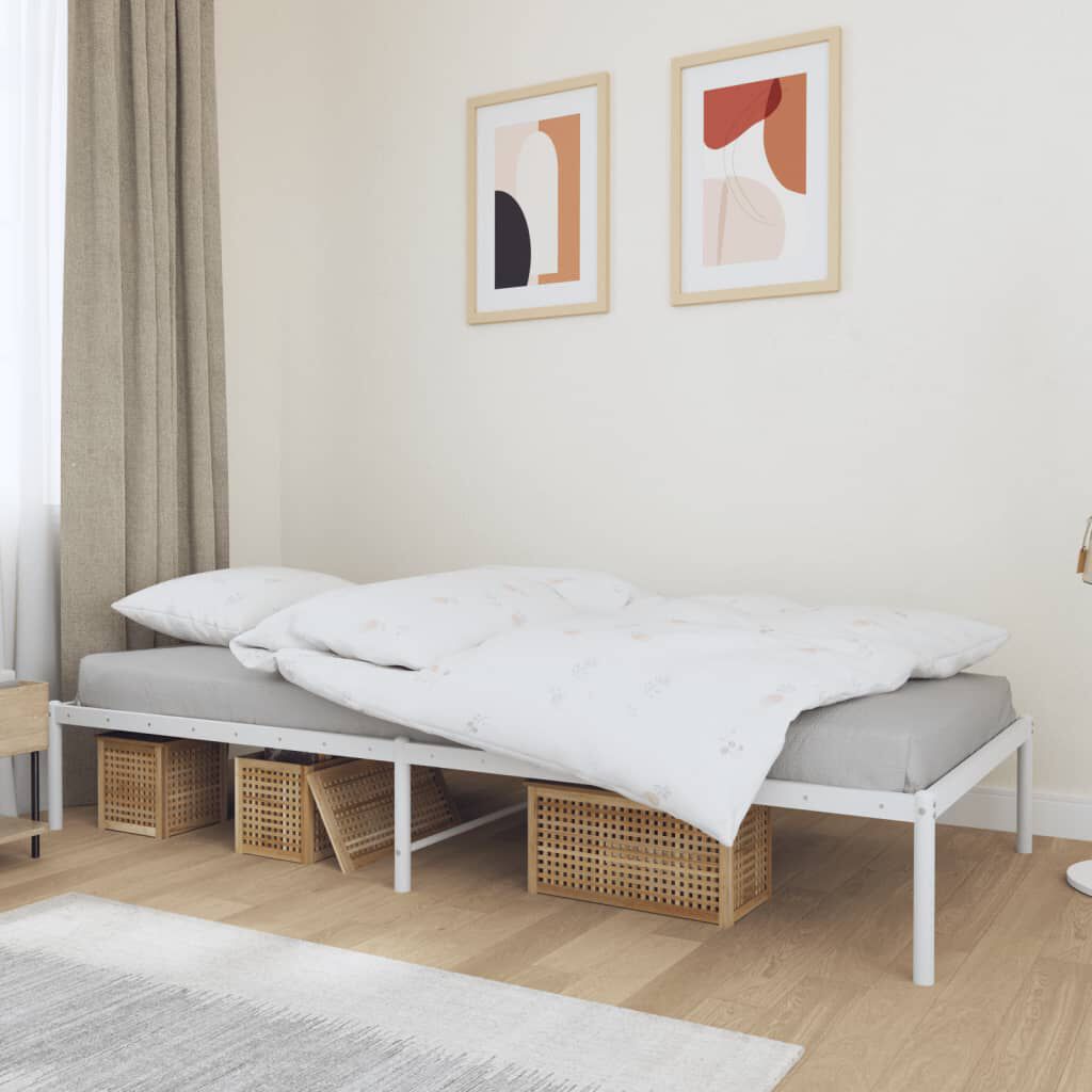 vidaXL Metal Bed Frame without Mattress White 100x190cm