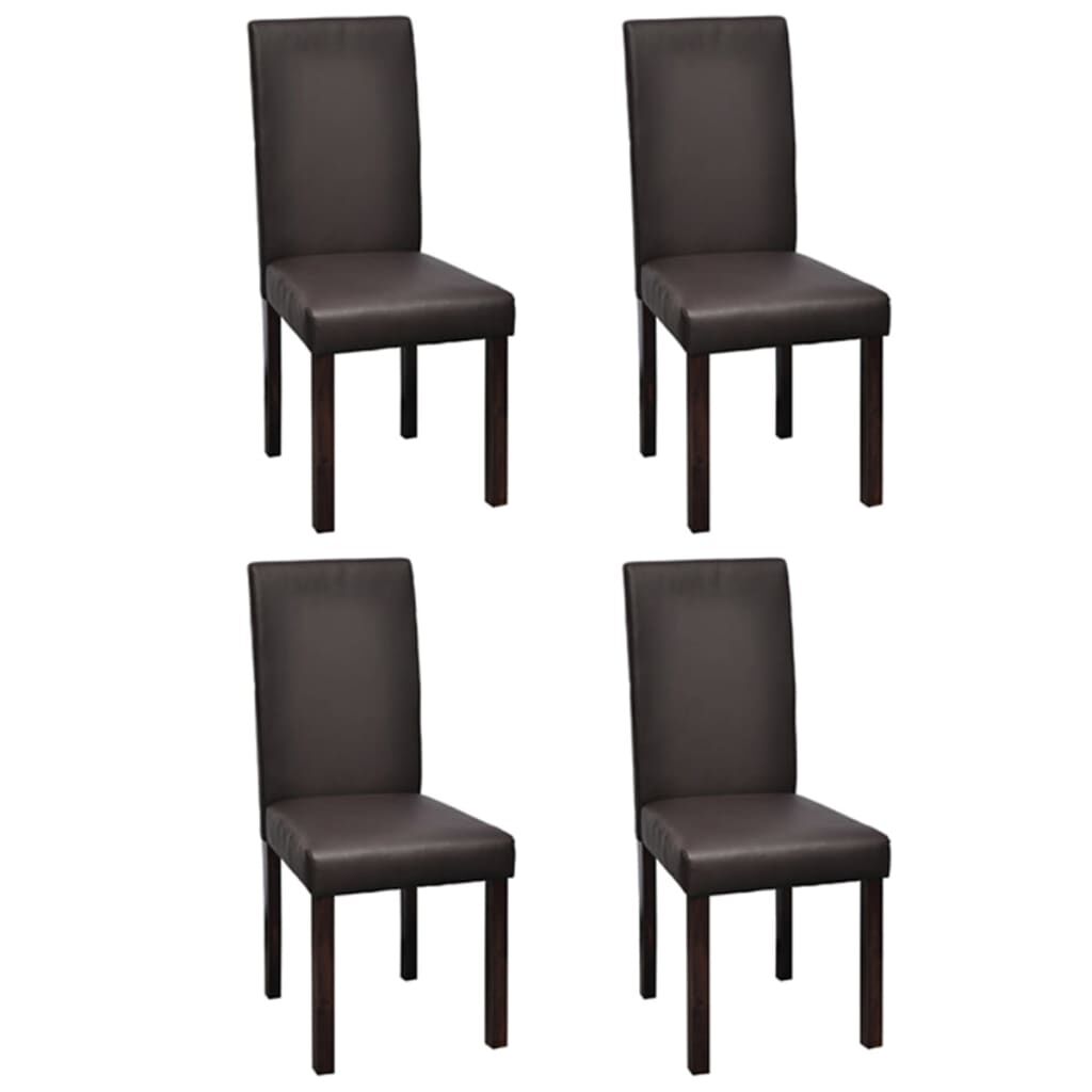 vidaXL Dining Chairs 4 pcs Brown Faux Leather