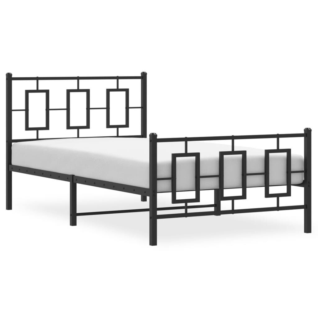 vidaXL Metal Bed Frame without Mattress with Footboard Black 100x200cm