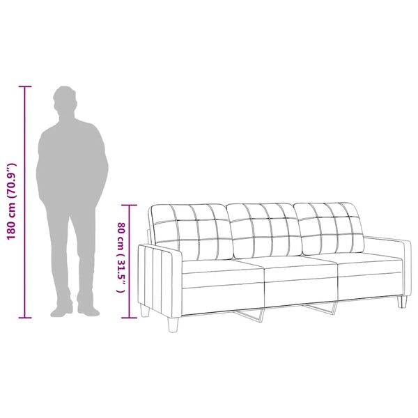 vidaXL 3-Seater Sofa Cappuccino 180 cm Faux Leather