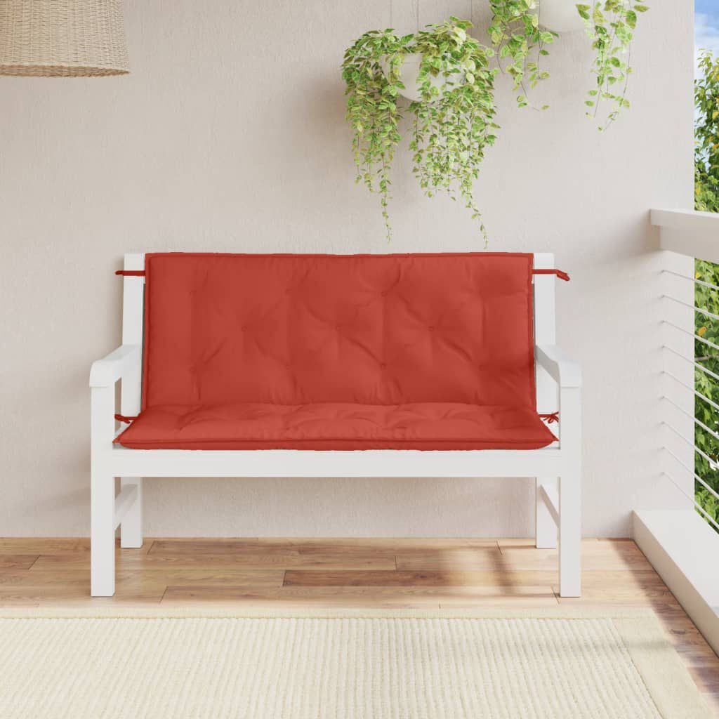 vidaXL Garden Bench Cushions 2 pcs Melange Red 120x50x7 cm Fabric