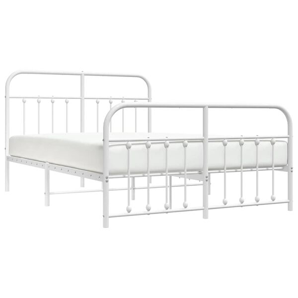 vidaXL Metal Bed Frame without Mattress with Footboard White 150x200cm