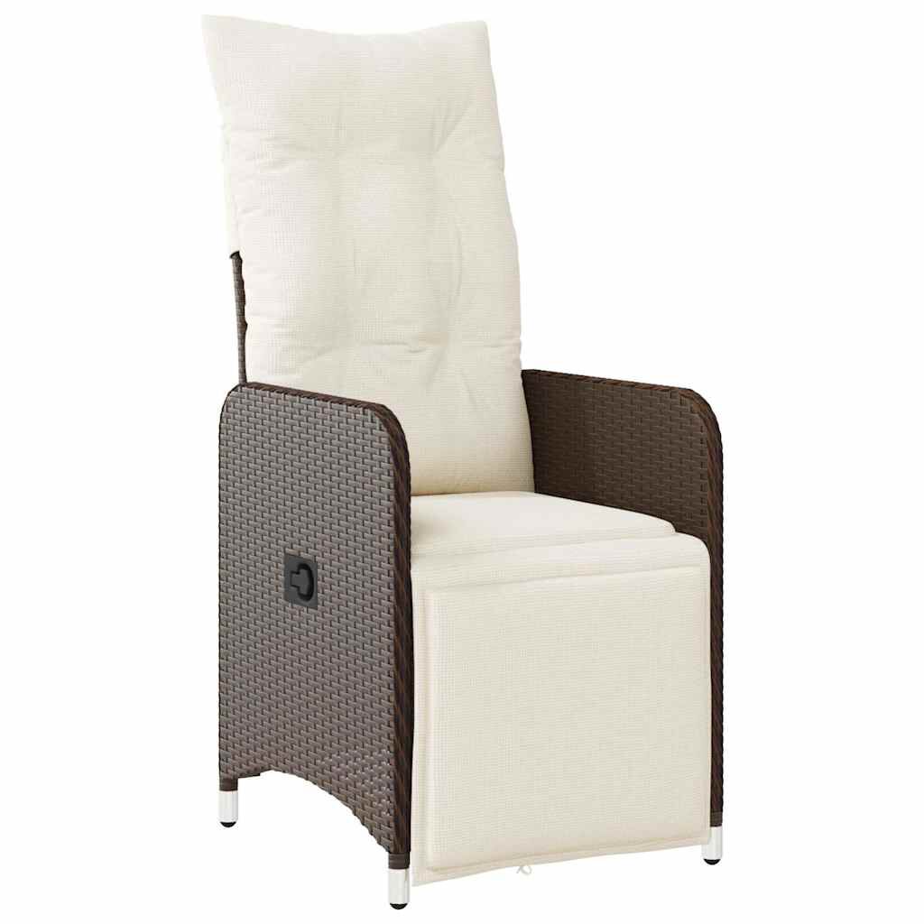 vidaXL 7 Piece Garden Bistro Set with Cushions Brown Poly Rattan