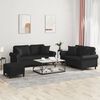 vidaXL 3 Piece Sofa Set with Pillows Black Faux Leather