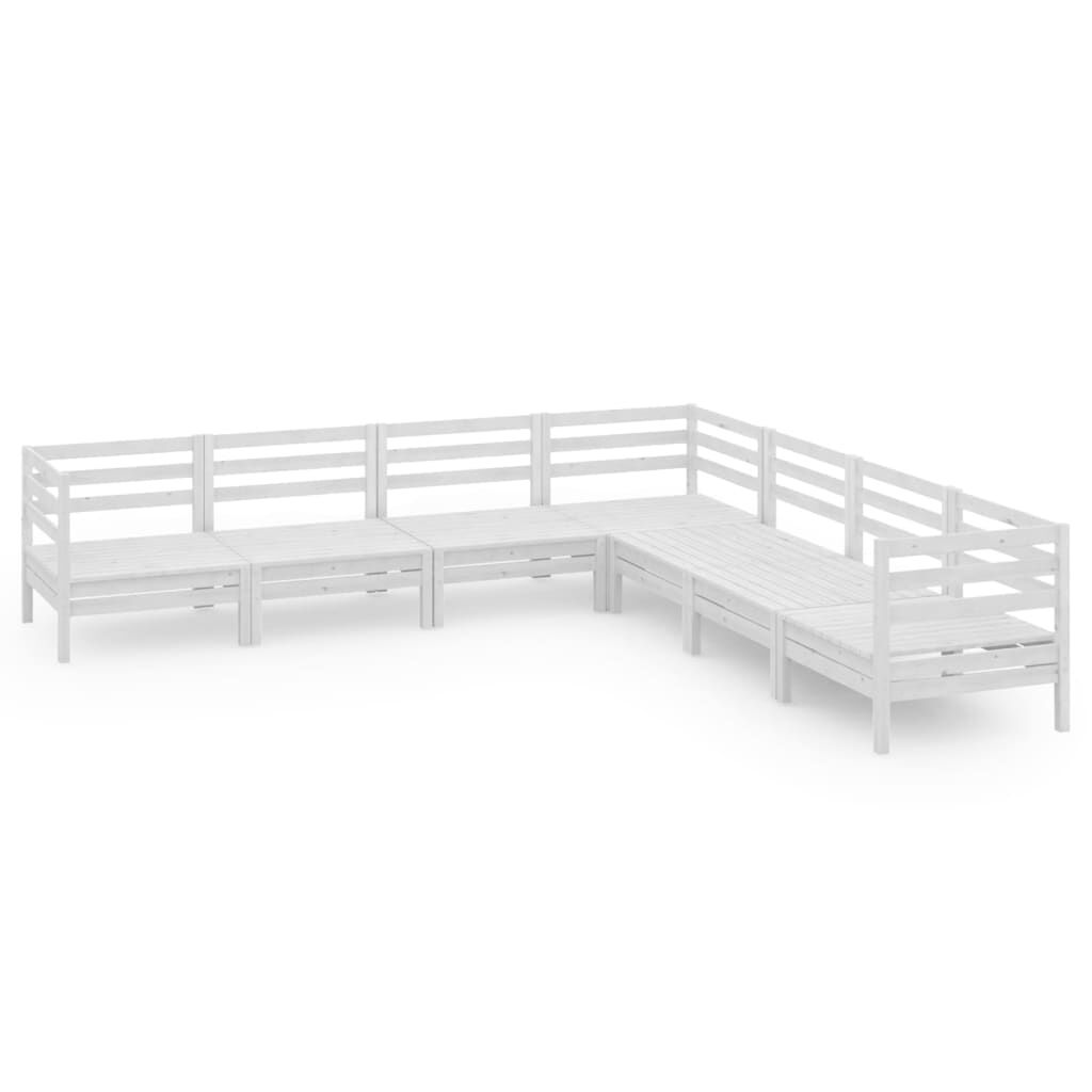 vidaXL 7 Piece Garden Lounge Set Solid Wood Pine White