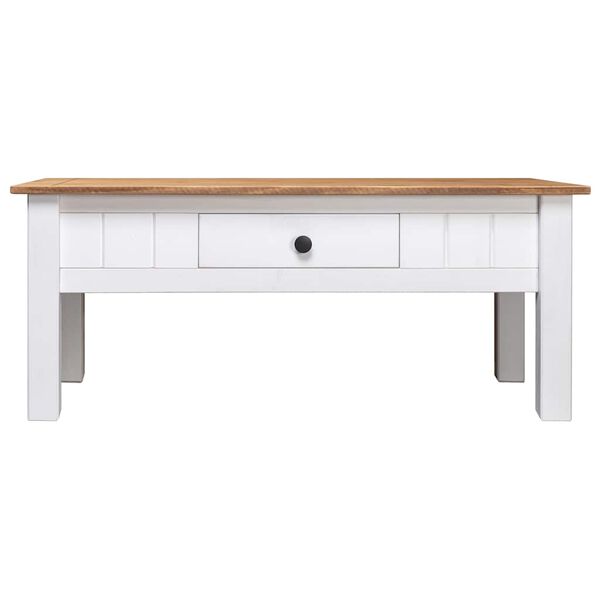 vidaXL Coffee Table White 100x60x43.5 cm Solid Pine Wood Panama Range