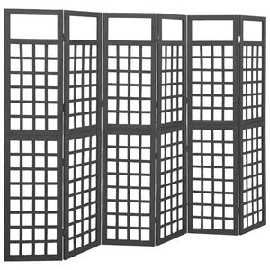 vidaXL 6-Panel Room Divider/Trellis Solid Fir Wood Black 242.5x180 cm