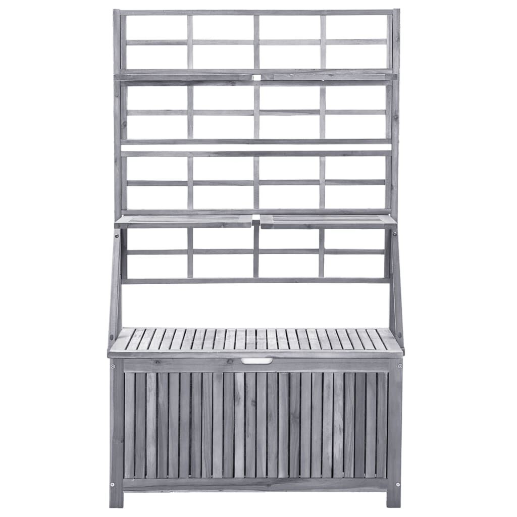 vidaXL Storage Box with Trellis Grey 99x55x160 cm Solid Acacia Wood