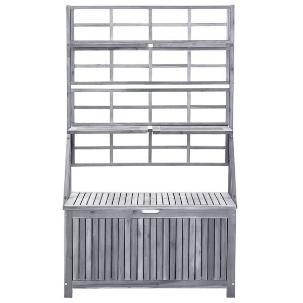 vidaXL Storage Box with Trellis Grey 99x55x160 cm Solid Acacia Wood