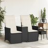 vidaXL Reclining Garden Sofa 2-Seater with Table Black Poly Rattan