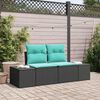 vidaXL Garden Sofa with Cushion Black 184 x 62 x 85cm Poly Rattan