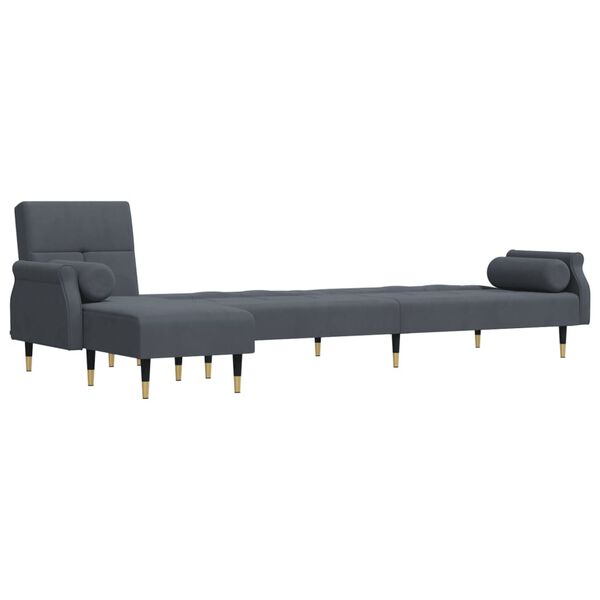 vidaXL L-shaped Sofa Bed Dark Grey 271x140x70 cm Velvet