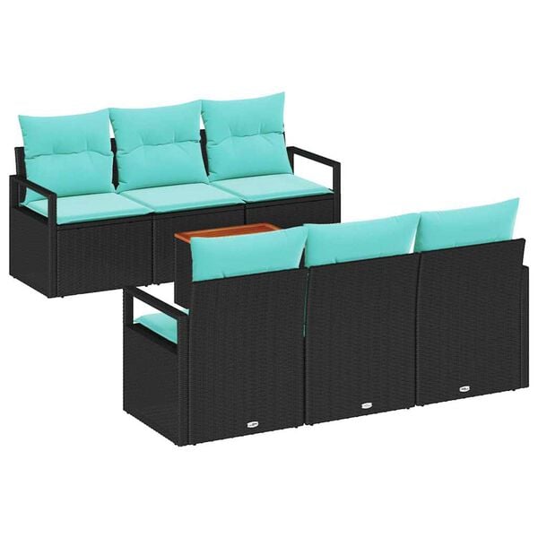 vidaXL Garden Sofa Set with Cushion 7 pcs Black Poly rattan