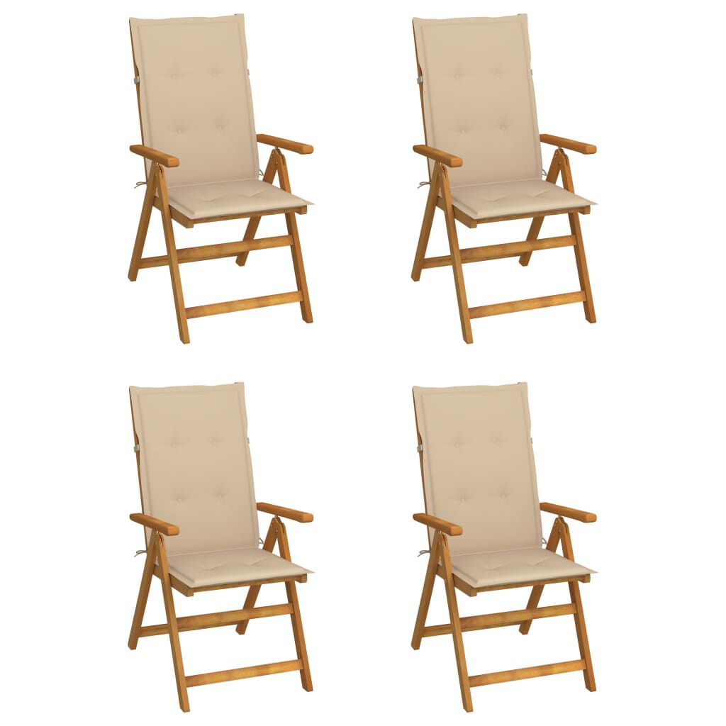 vidaXL Garden Reclining Chairs 4 pcs with Cushions Solid Acacia Wood