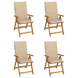 vidaXL Garden Reclining Chairs 4 pcs with Cushions Solid Acacia Wood