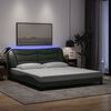vidaXL Bed Frame with LED without Mattress "Hvar" Dark Grey 183x213 cm Fabric