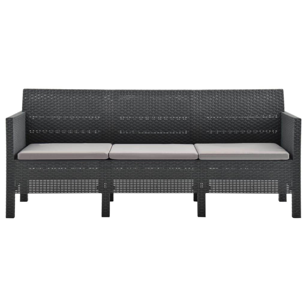 vidaXL 2 Piece Garden Lounge Set with Cushions PP Rattan Anthracite