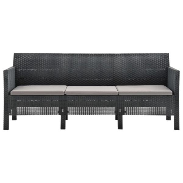 vidaXL 2 Piece Garden Lounge Set with Cushions PP Rattan Anthracite