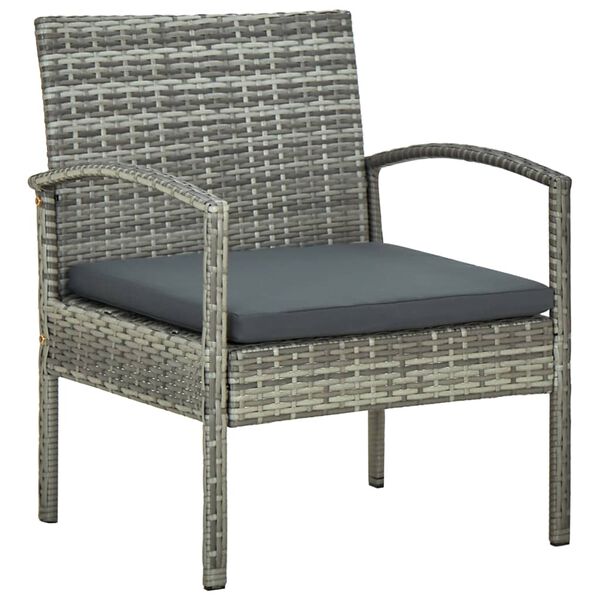 vidaXL 5 Piece Garden Lounge Set with Cushions Poly Rattan Grey
