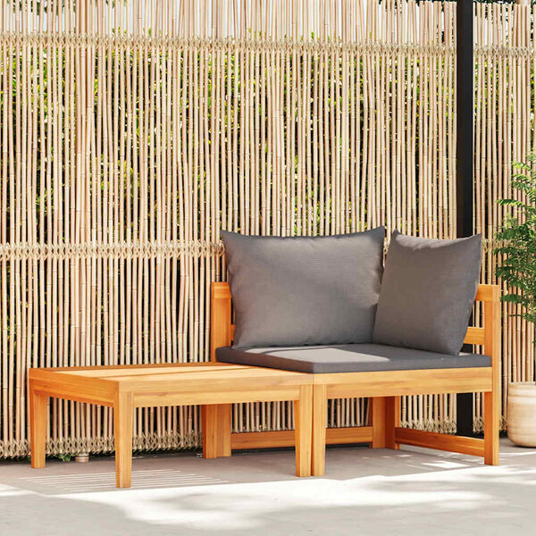 vidaXL 2 Piece Garden Lounge Set with Dark Grey Cushions Acacia Wood