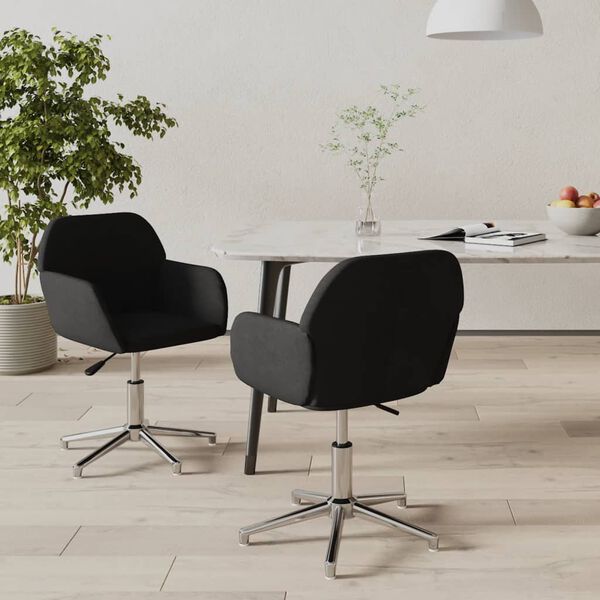 vidaXL Swivel Dining Chairs 2 pcs Black Fabric