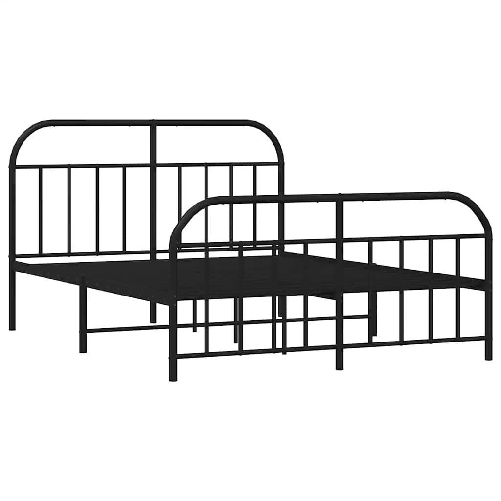 vidaXL Metal Bed Frame without Mattress with Footboard Black 150x200cm