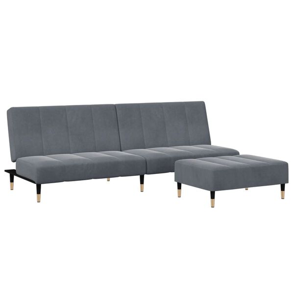 vidaXL 2-Seater Sofa Bed with Footstool Dark Grey Velvet