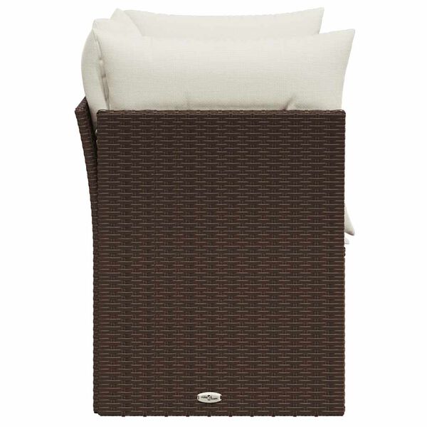 vidaXL Garden Sofa with Cushions 2-Seater Brown Poly Rattan