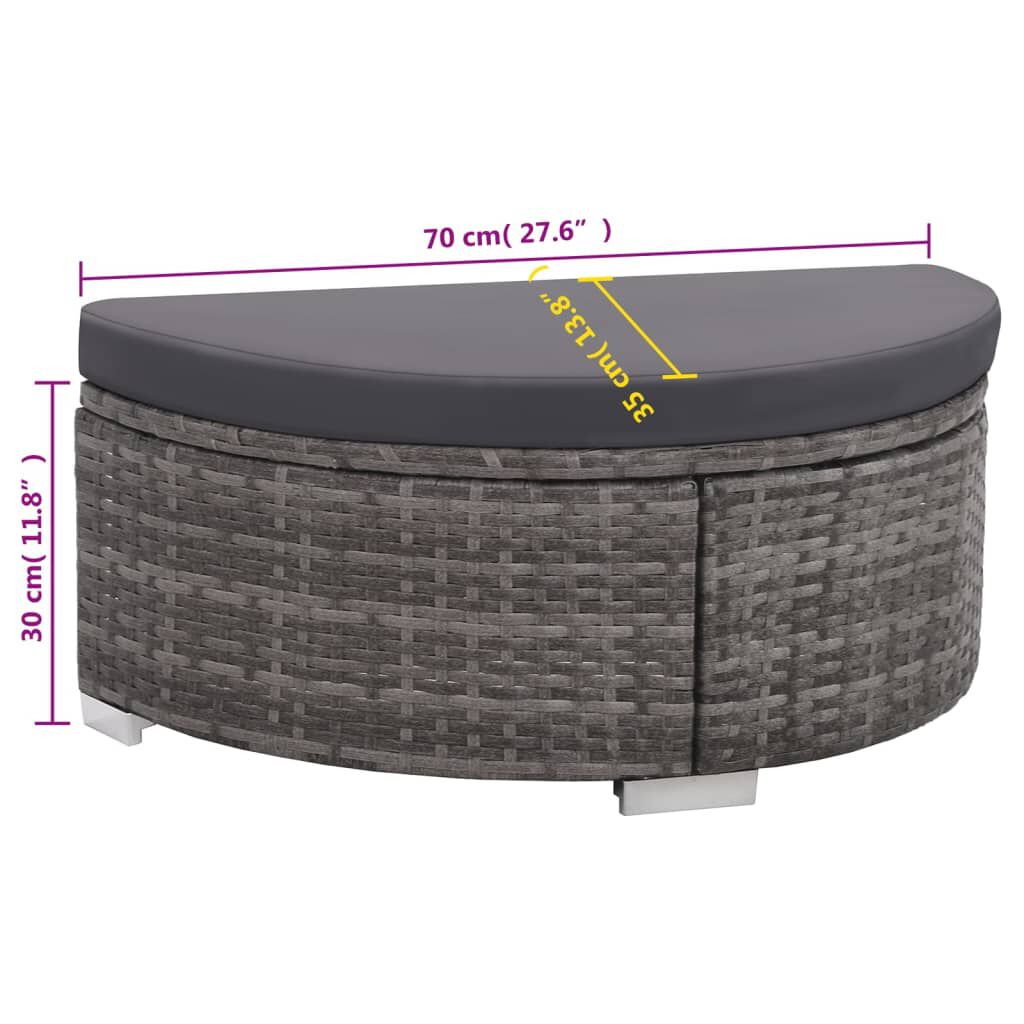 vidaXL 8 Piece Garden Lounge Set with Cushions Poly Rattan Grey