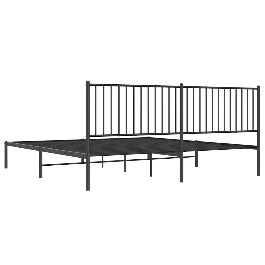 vidaXL Metal Bed Frame without Mattress with Headboard Black 193x203cm