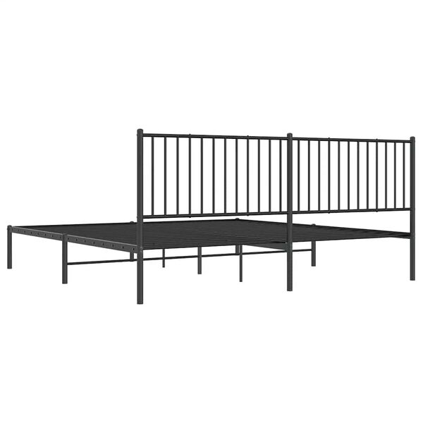 vidaXL Metal Bed Frame without Mattress with Headboard Black 193x203cm