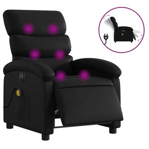 vidaXL Electric Massage Recliner Chair Black Faux Leather