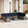 vidaXL Garden Sofa Set with Cushion 11 pcs Grey Poly Rattan