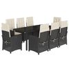 vidaXL 9 Piece Garden Dining Set with Cushions Black Poly Rattan
