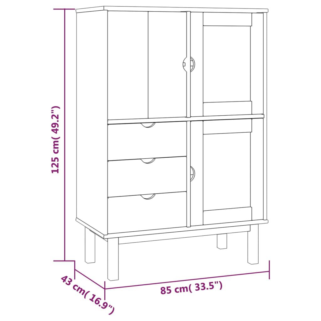 vidaXL Highboard OTTA 85x43x125 cm Solid Wood Pine