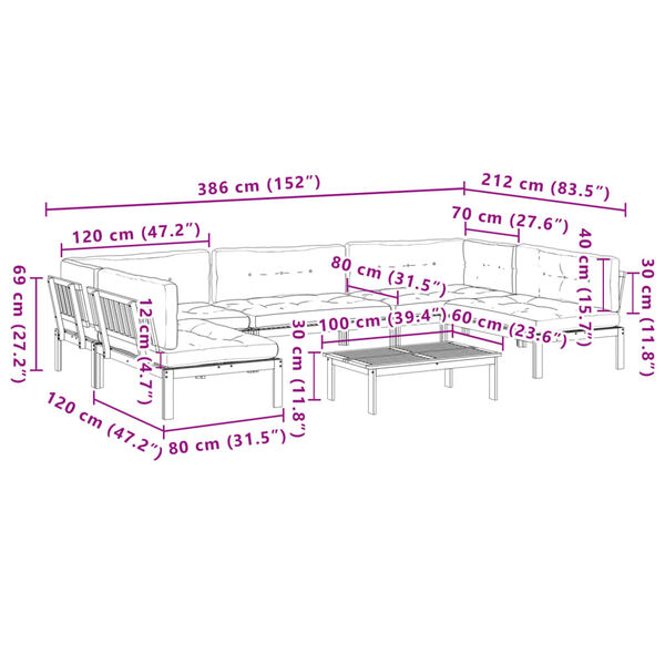 vidaXL 6 Piece Garden Pallet Sofa Set with Cushions Solid Wood Acacia