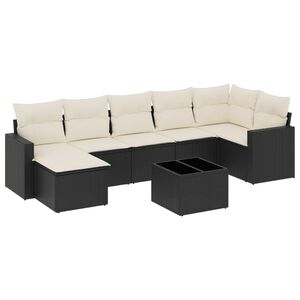vidaXL 8 Piece Garden Sofa Set with Cushions Black Poly Rattan
