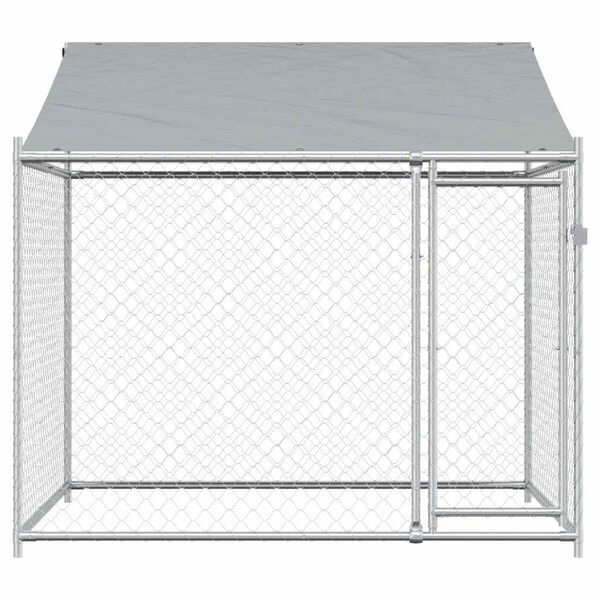 vidaXL Dog Cage with Roof and Door Grey 2x2x2 m Galvanised Steel