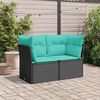 vidaXL Garden Sofa with Cushions 2-Seater Black Poly Rattan