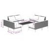 vidaXL 9 Piece Garden Lounge Set with Cushions Poly Rattan Dark Grey