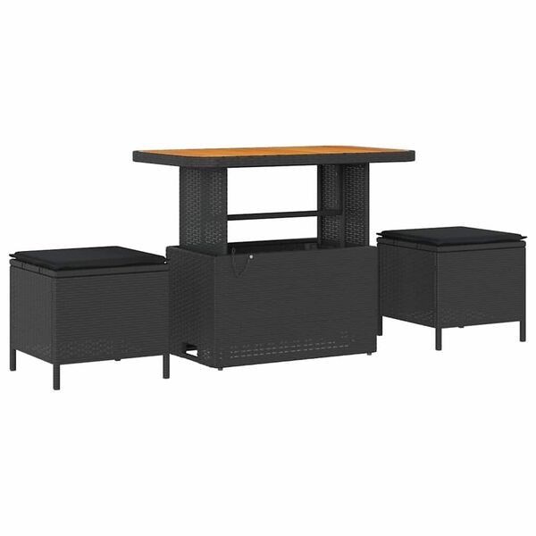 vidaXL Garden Dining Set Black Poly Rattan