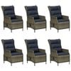 vidaXL 7 Piece Outdoor Dining Set with Cushions Poly Rattan Brown