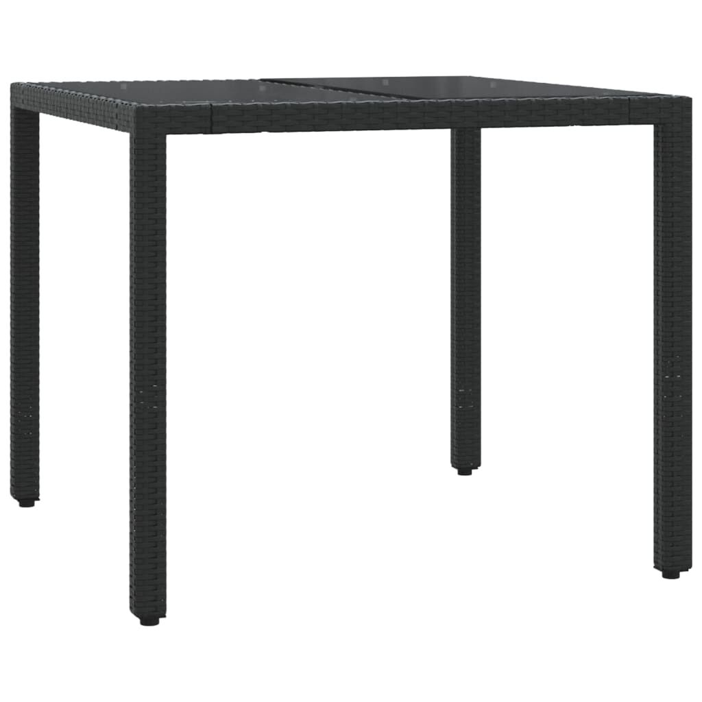 vidaXL 3 Piece Bistro Set with Cushions Black Poly Rattan