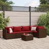 vidaXL 6 Piece Garden Lounge Set with Cushions Brown Poly Rattan