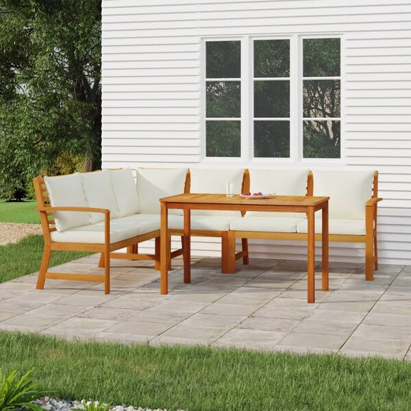 vidaXL 5 Piece Garden Dining Set with Cushions Solid Wood Acacia
